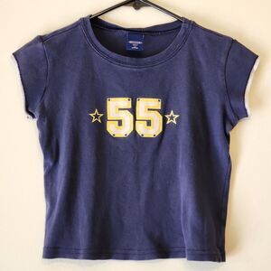 Vintage 90s Sideout Sport Graphic '55' T Shirt Youth Medium 10/12 Navy Blue USA